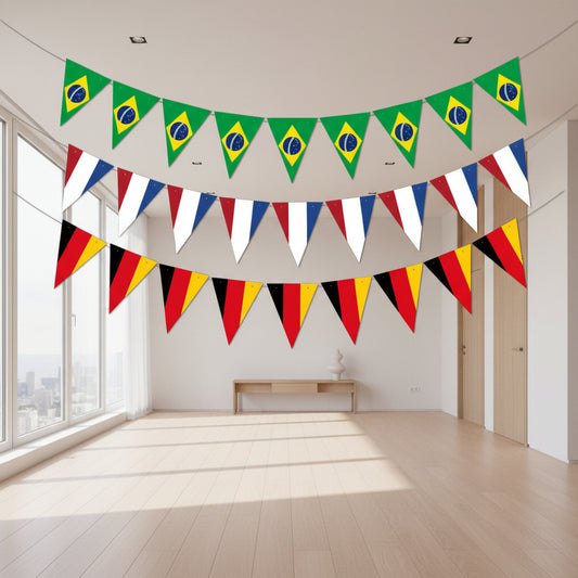Football Game Theme World Cup 32 Teams String Flag Pennant World Cup Decoration Fans Cheering Flag