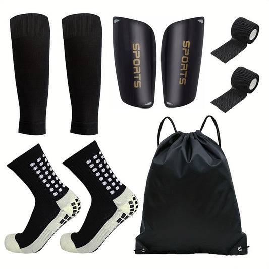 5-Piece Football Equipment Set (Including Football Socks, Socks, Shin Pads, Bandages, Storage Bag)