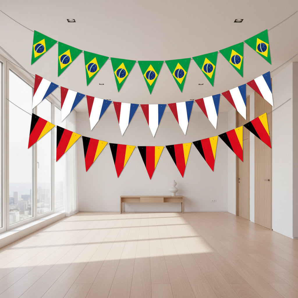 Football Game Theme World Cup 32 Teams String Flag Pennant World Cup Decoration Fans Cheering Flag