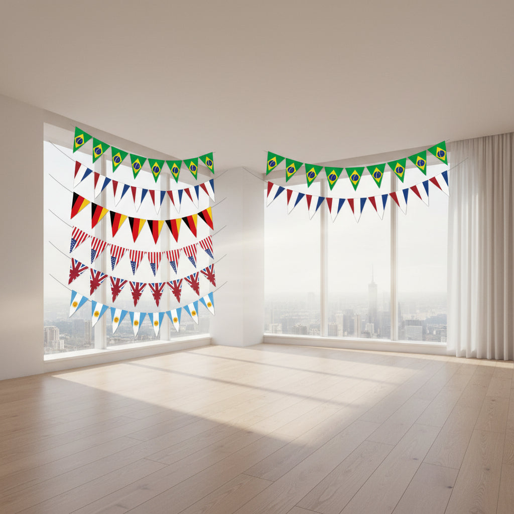 Football Game Theme World Cup 32 Teams String Flag Pennant World Cup Decoration Fans Cheering Flag