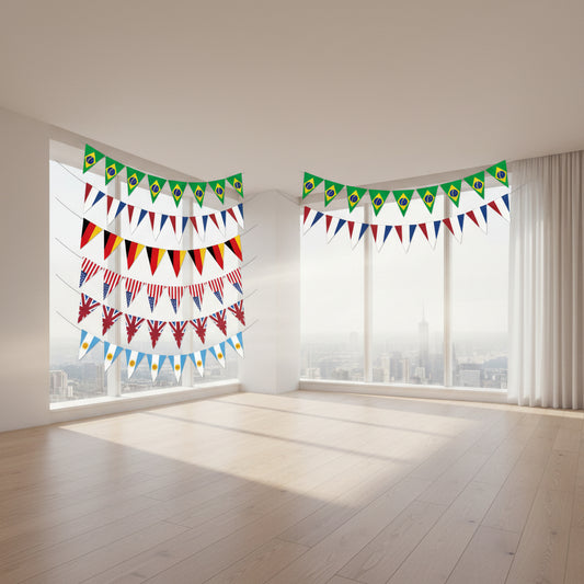 Football Game Theme World Cup 32 Teams String Flag Pennant World Cup Decoration Fans Cheering Flag