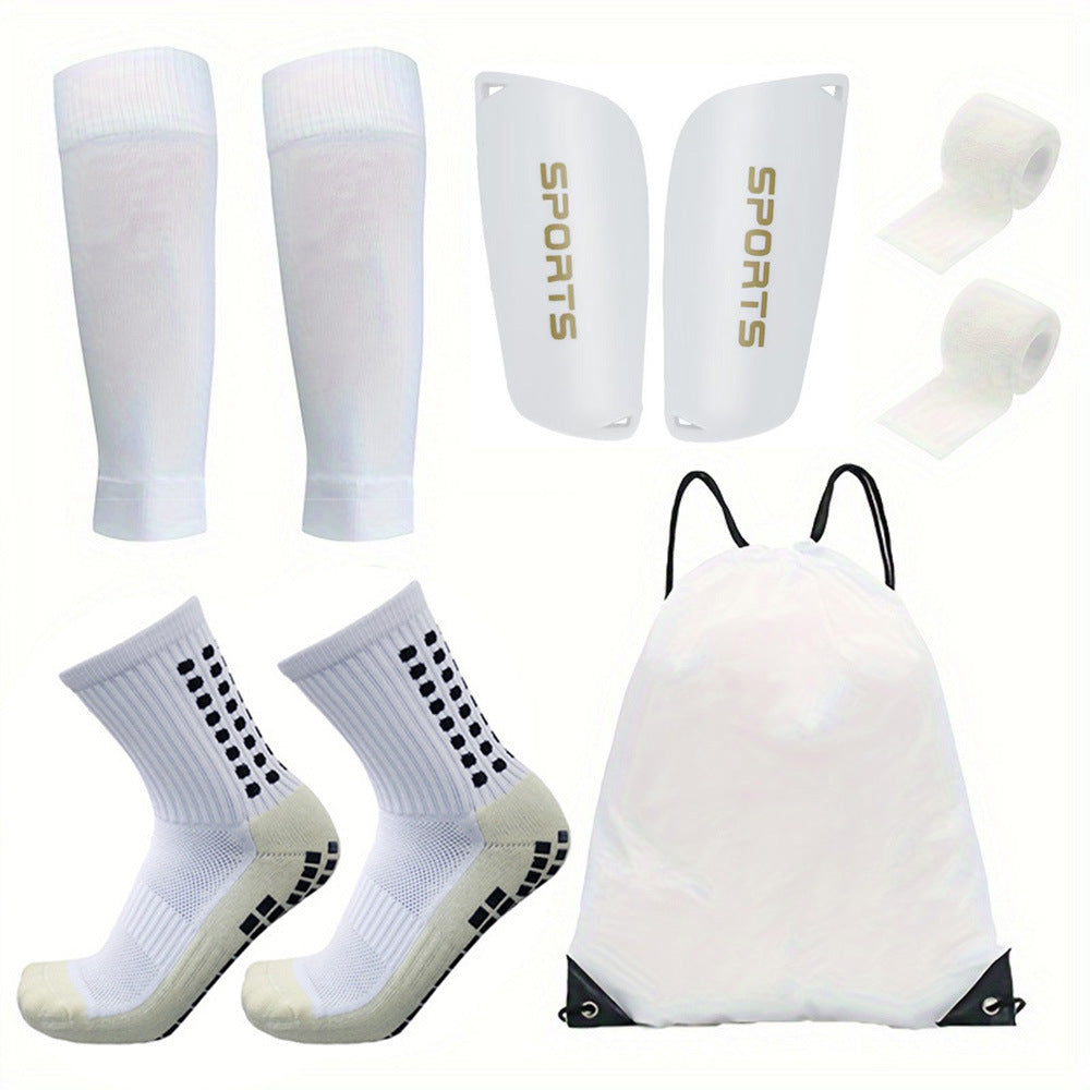5-Piece Football Equipment Set (Including Football Socks, Socks, Shin Pads, Bandages, Storage Bag)