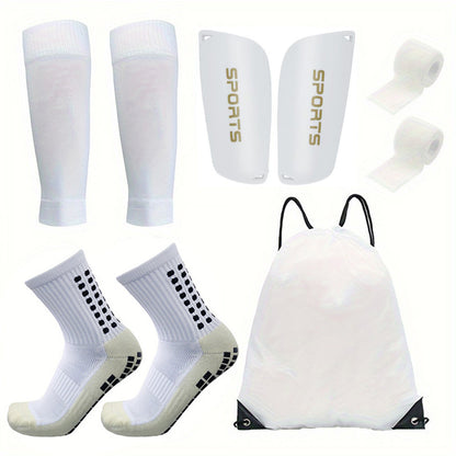 5-Piece Football Equipment Set (Including Football Socks, Socks, Shin Pads, Bandages, Storage Bag)