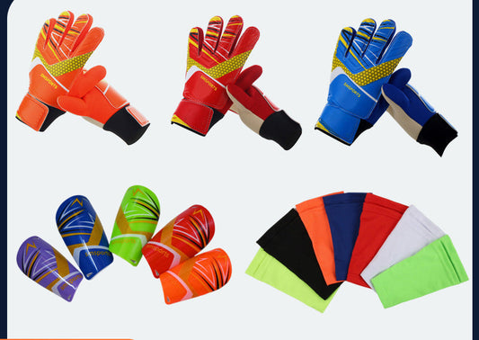 Football Protective Gear Set, Goalkeeper Gloves, Latex Wrist Guards, Goalkeeper Sports Shin Guards, Sock Covers, Professional Anti-Slip And Anti-Collision