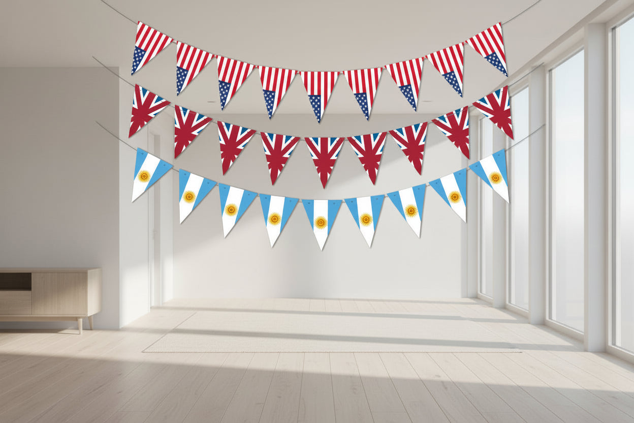 Football Game Theme World Cup 32 Teams String Flag Pennant World Cup Decoration Fans Cheering Flag